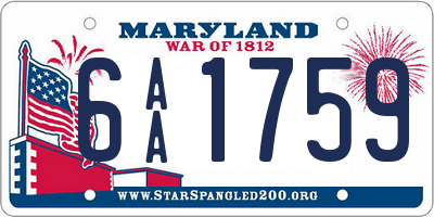 MD license plate 6AA1759