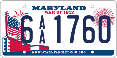 MD license plate 6AA1760
