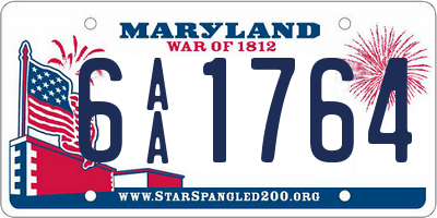 MD license plate 6AA1764