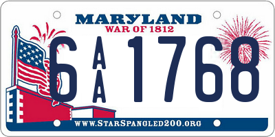 MD license plate 6AA1768