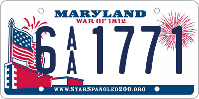 MD license plate 6AA1771