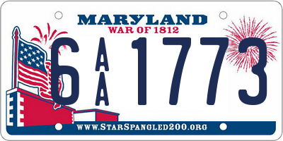 MD license plate 6AA1773