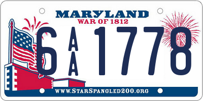 MD license plate 6AA1778