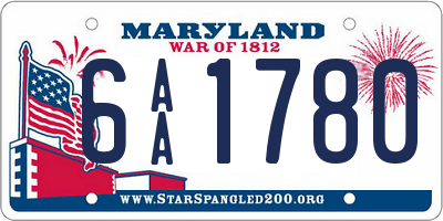 MD license plate 6AA1780