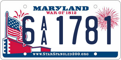 MD license plate 6AA1781