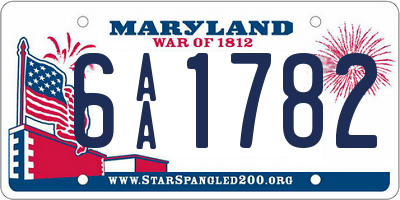 MD license plate 6AA1782