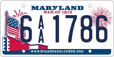 MD license plate 6AA1786