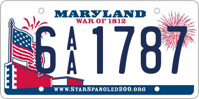 MD license plate 6AA1787