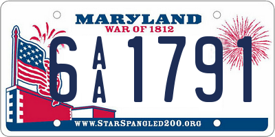 MD license plate 6AA1791