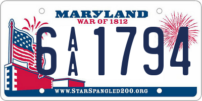 MD license plate 6AA1794