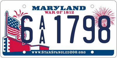 MD license plate 6AA1798