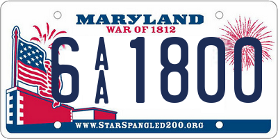 MD license plate 6AA1800