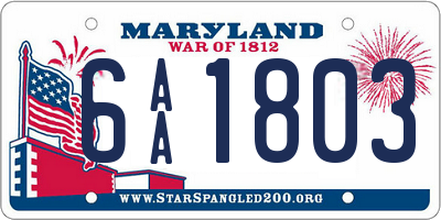 MD license plate 6AA1803