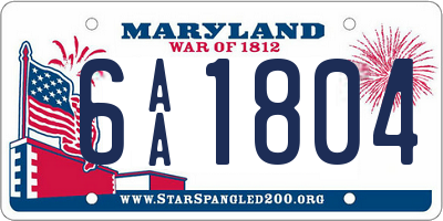 MD license plate 6AA1804