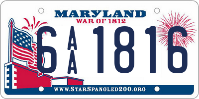 MD license plate 6AA1816