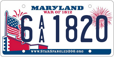 MD license plate 6AA1820