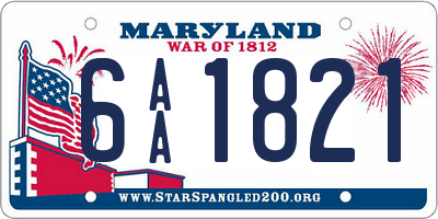MD license plate 6AA1821