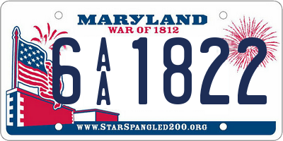 MD license plate 6AA1822