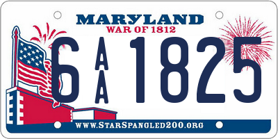 MD license plate 6AA1825