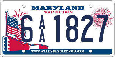 MD license plate 6AA1827