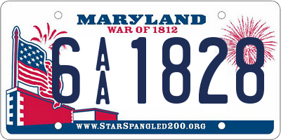 MD license plate 6AA1828