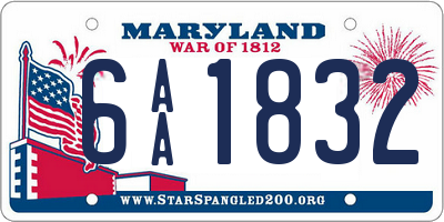 MD license plate 6AA1832