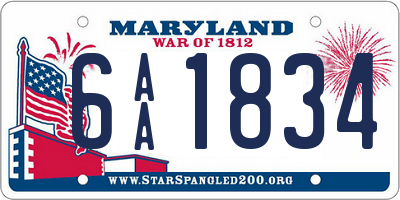 MD license plate 6AA1834