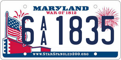 MD license plate 6AA1835