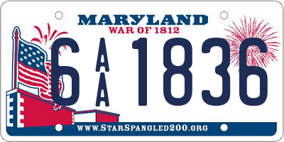 MD license plate 6AA1836