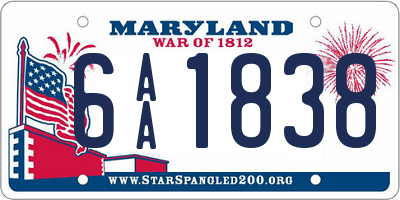 MD license plate 6AA1838