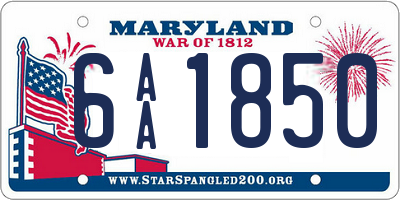 MD license plate 6AA1850