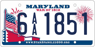 MD license plate 6AA1851