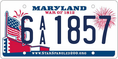 MD license plate 6AA1857