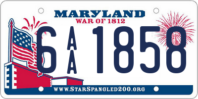 MD license plate 6AA1858