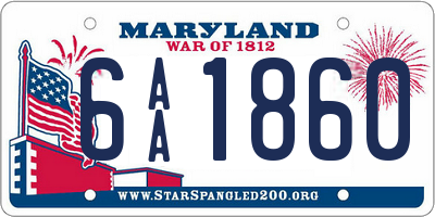 MD license plate 6AA1860