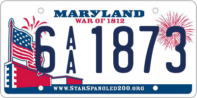 MD license plate 6AA1873