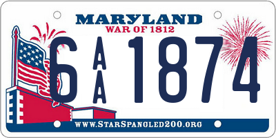 MD license plate 6AA1874