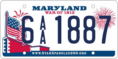 MD license plate 6AA1887