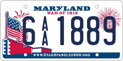 MD license plate 6AA1889