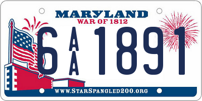 MD license plate 6AA1891
