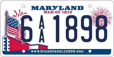 MD license plate 6AA1898