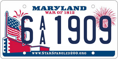 MD license plate 6AA1909