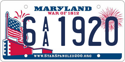 MD license plate 6AA1920