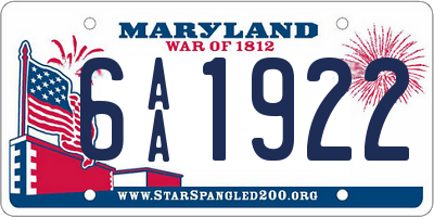 MD license plate 6AA1922