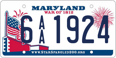 MD license plate 6AA1924