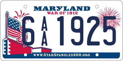 MD license plate 6AA1925