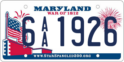 MD license plate 6AA1926