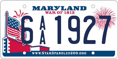 MD license plate 6AA1927