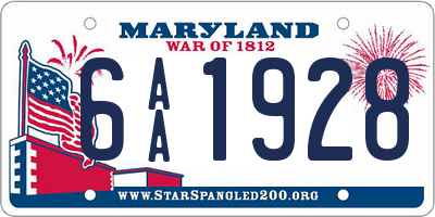 MD license plate 6AA1928