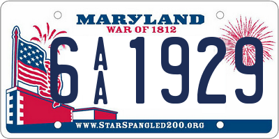 MD license plate 6AA1929